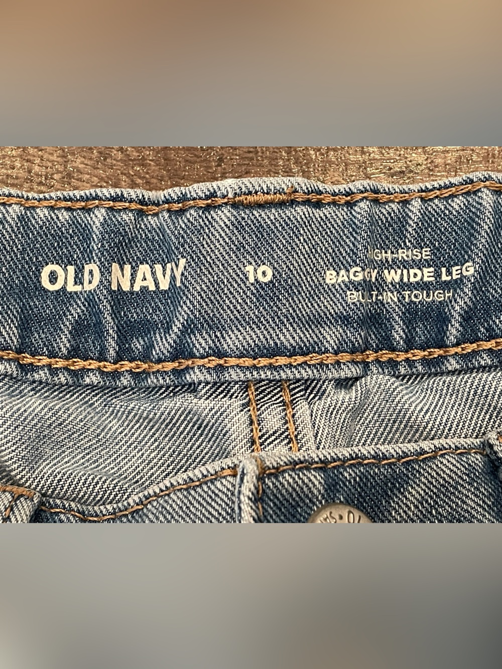 Old Navy Girl’s Blue High-Rise Baggy Wide Leg Jeans with Built-in Tough Size 10 - Picture 4 of 5